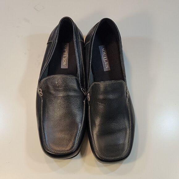 AQUILES  SQUARE TOE SLIP-ON WOMEN"S LEATHER FLAT SHOE - Picture 3 of 12